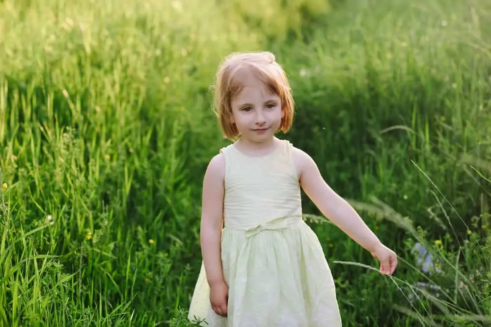 Welsh girl playing in the field
